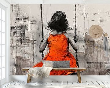 Girl on the Swing | Banksy Style | Graffiti by Eye catching paintings