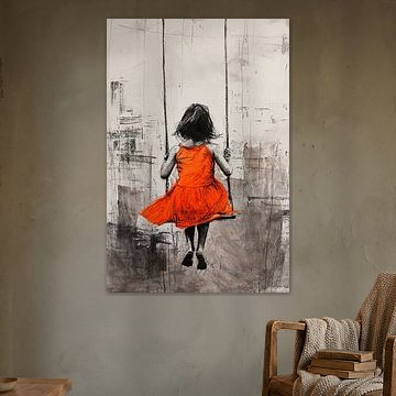Girl on the Swing | Banksy Style | Graffiti by Eye catching paintings