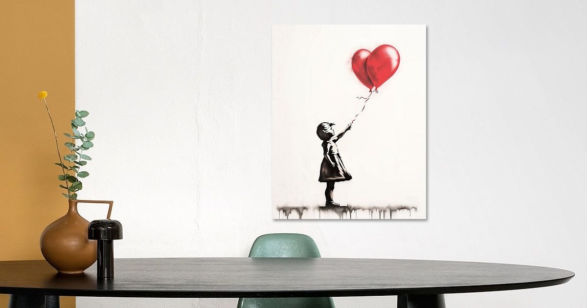 Extra lang douchegordijn Banksy Meisje met hart ballon