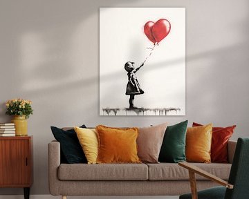 Banksy Girl with Balloons | Peinture de style Banksy sur Blikvanger Schilderijen