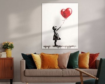 Banksy Meisje met Ballonnen | Banksy Stijl Schilderij van Blikvanger Schilderijen