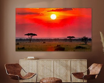 Afrika met zonsondergang van Mustafa Kurnaz