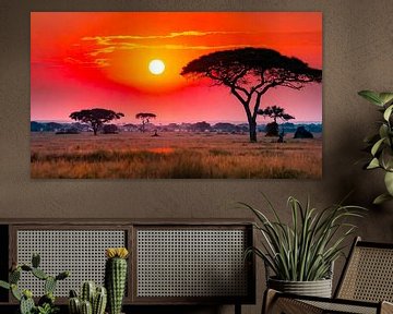 Afrika met zonsondergang van Mustafa Kurnaz