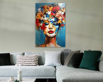 Couronne de fleurs en peinture à l'huile sur ByNoukk