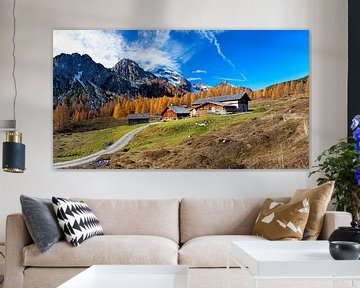 The Tauernkarleitenalm in autumn panorama by Christa Kramer