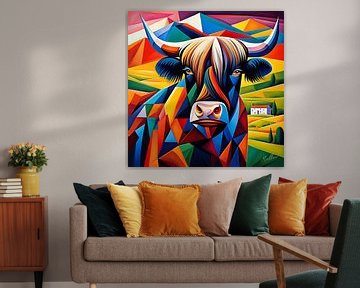 Les cornes majestueuses de la vache Highland sur Mellow Art