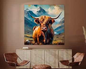 L'esprit doux de la vache Highland sur Mellow Art