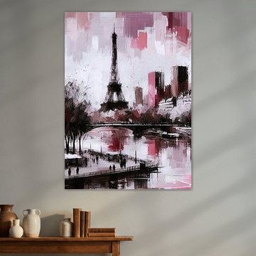 PARIS SKYLINE ABSTRACT PAINTED-2A
