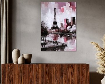 PARIS SKYLINE ABSTRACT PAINTED-2A