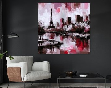 PARIS SKYLINE ABSTRACT PAINTED-2