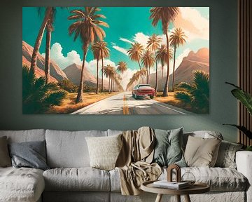 Palm trees with road to the beach by Mustafa Kurnaz