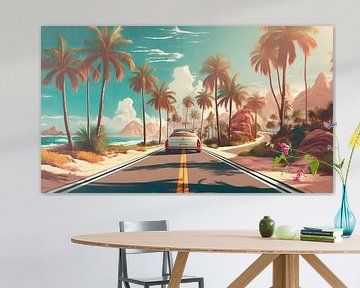 Palm trees with road to the beach by Mustafa Kurnaz