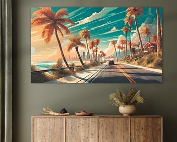 Palm trees with road to the beach by Mustafa Kurnaz