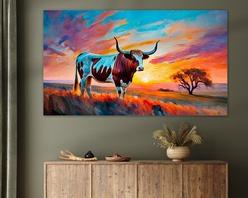 Buffle Longhorn avec peinture sur Mustafa Kurnaz