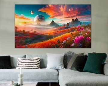 Universe planets with landscape by Mustafa Kurnaz