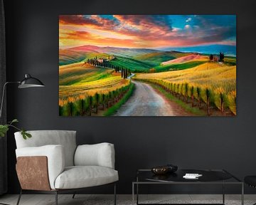 Toscane avec paysage sur Mustafa Kurnaz
