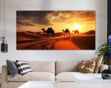 Three Camels in Dune Valley by Vlindertuin Art