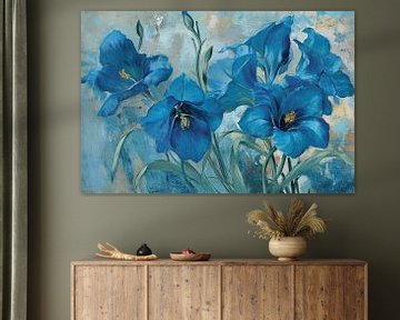 Blauwe Bloemen | Kobalt Blauw Bloemen van Blikvanger Schilderijen