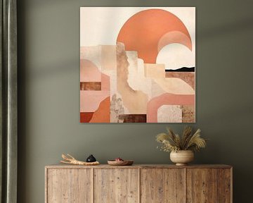 Halfrond | Abstract Peach Fuzz van Abstract Schilderij