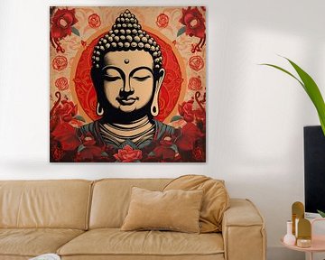 Buddha mit Lotus | Buddha Kunstwerk von ARTEO Gemälde