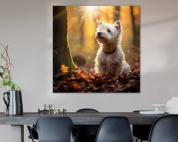 West Highland White Terrier in einem herbstlichen Wald von ARTemberaubend