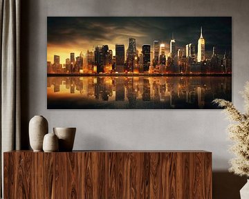 Abstrakte Skyline von Manhattan im Abendlicht von ARTemberaubend
