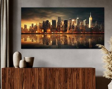 Abstrakte Skyline von Manhattan im Abendlicht von ARTemberaubend