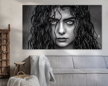 Zwart wit portret vrouw van PixelPrestige