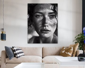 Zwart wit portret vrouw van PixelPrestige