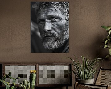 black and white portrait of man by PixelPrestige
