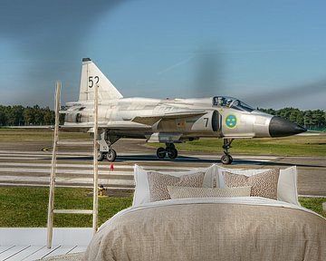 Historischer Flug der schwedischen Luftwaffe Saab 37 Viggen.