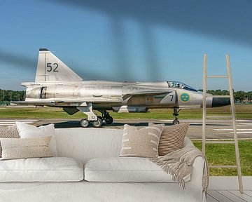 Historischer Flug der schwedischen Luftwaffe Saab 37 Viggen.