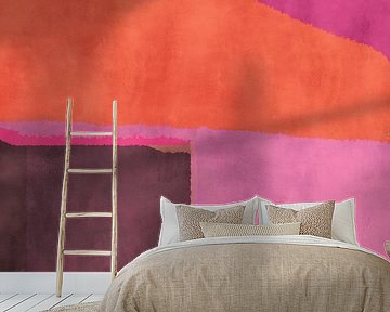 70s Retro multicolor abstract shapes. Pink, orange, brown, purple and lilac by Dina Dankers
