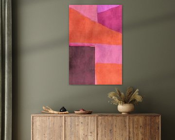 70s Retro veelkleurige abstracte vormen. Roze, oranje, bruin, paars en lila van Dina Dankers