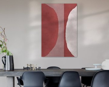 70s Retro multicolor abstract shapes. Dark red, white and light taupe by Dina Dankers