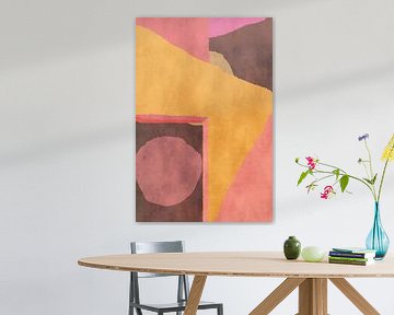 70s Retro veelkleurige abstracte vormen. Geel, roze, bruin, lila van Dina Dankers
