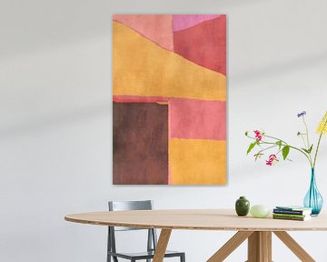 70s Retro veelkleurige abstracte vormen. Geel, roze, bruin, rood, lila. van Dina Dankers