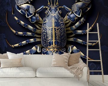 Lobster Luxe - Chique kreeft in donkerblauw met goud Delfts Blauw stijl van Marianne Ottemann - OTTI