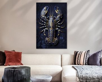 Lobster Luxe - Chique kreeft in donkerblauw met goud Delfts Blauw stijl