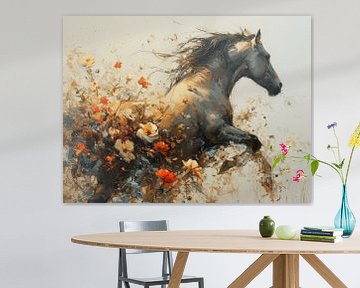 Danse du vent d'automne - Cheval en fleurs sur Eva Lee