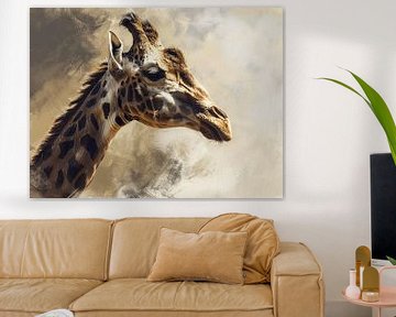 Sanfter Riese - Die Giraffe in Kontemplation von Eva Lee