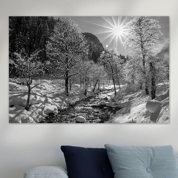 Winter magic in Untertauern in black and white