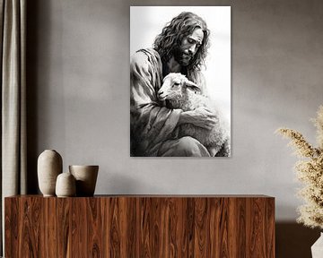 Jezus met lam van Uncoloredx12