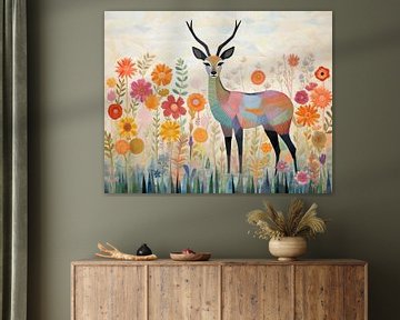 Gazelle im Blumenmeer von Wunderbare Kunst