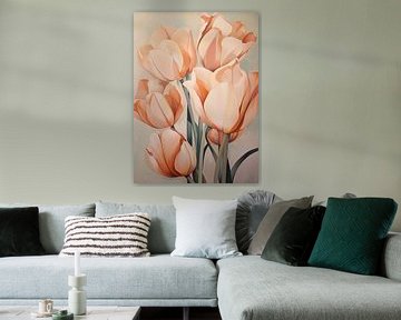 Tulipes sur Peinture Abstraite