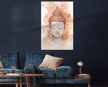 Friedliches Buddha-Gesicht | Buddha-Kunst von Abstraktes Gemälde