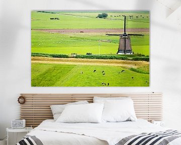 Hollands landschap met molen vanuit de lucht van Paul Teixeira