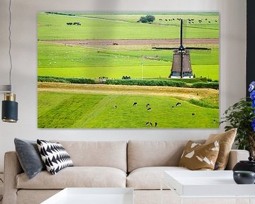 Hollands landschap met molen vanuit de lucht van Paul Teixeira