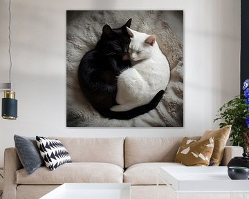 Yin-Yang-Katzen schlafend zusammengerollt von Jan Bechtum