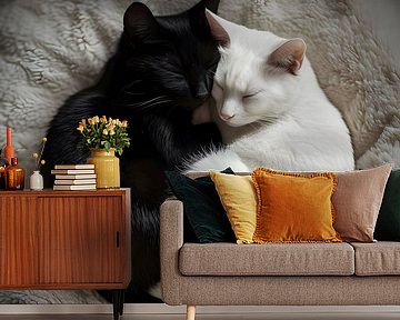 Yin Yang katten slapend opgekruld